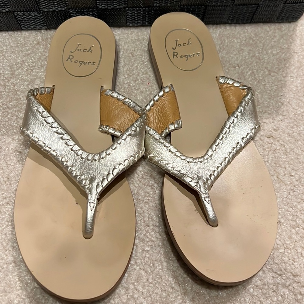 Jack Rogers platinum thong sandal